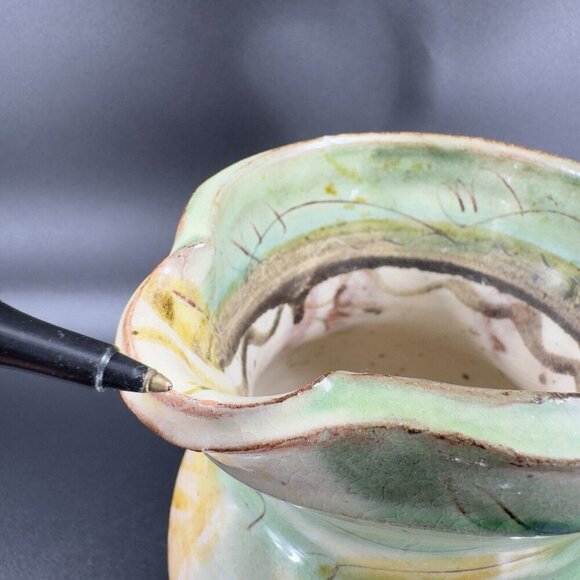 Vintage Italian Pottery Pitcher Carafe Hand Made Ceramic Made In Italy Decor VTG - Picture 5 of 16